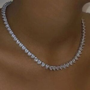 heart tennis necklace , tennis heart necklace